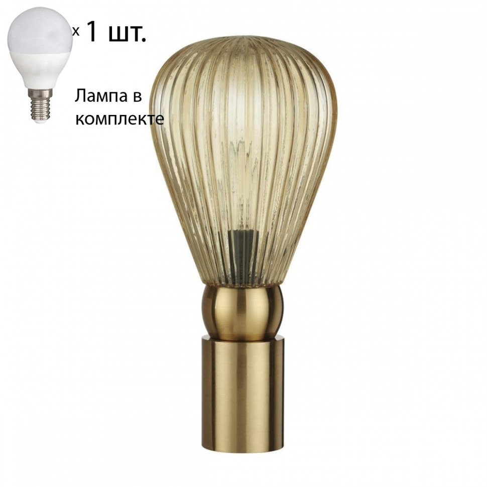 Настольная лампа Odeon Elica с лампочкой 5402/1T+Lamps E14 P45, цвет золотой 5402/1T+Lamps E14 P45 - фото 1