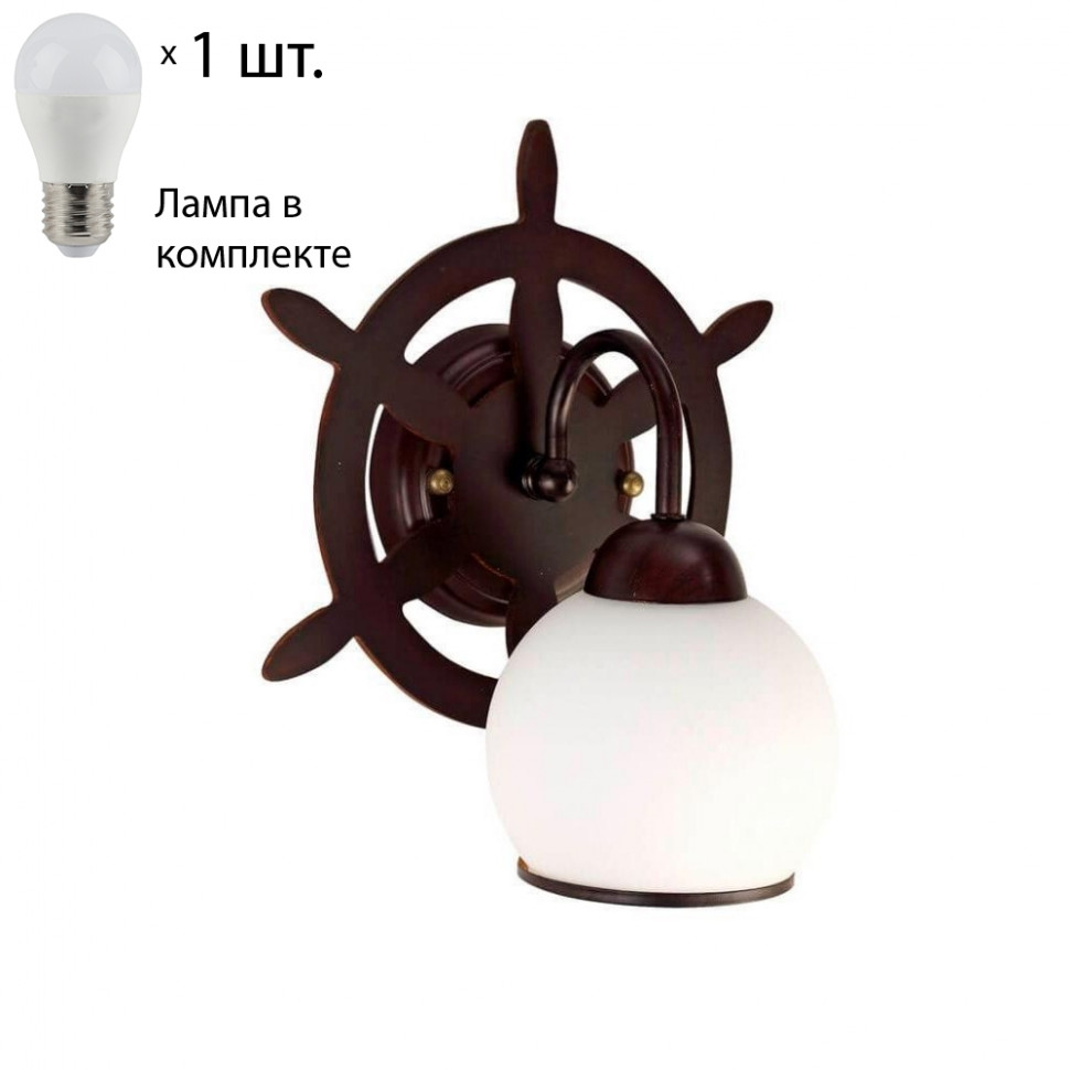 Бра с лампочкой Omnilux OML-50501-01+Lamps, цвет коричневый OML-50501-01+Lamps - фото 1
