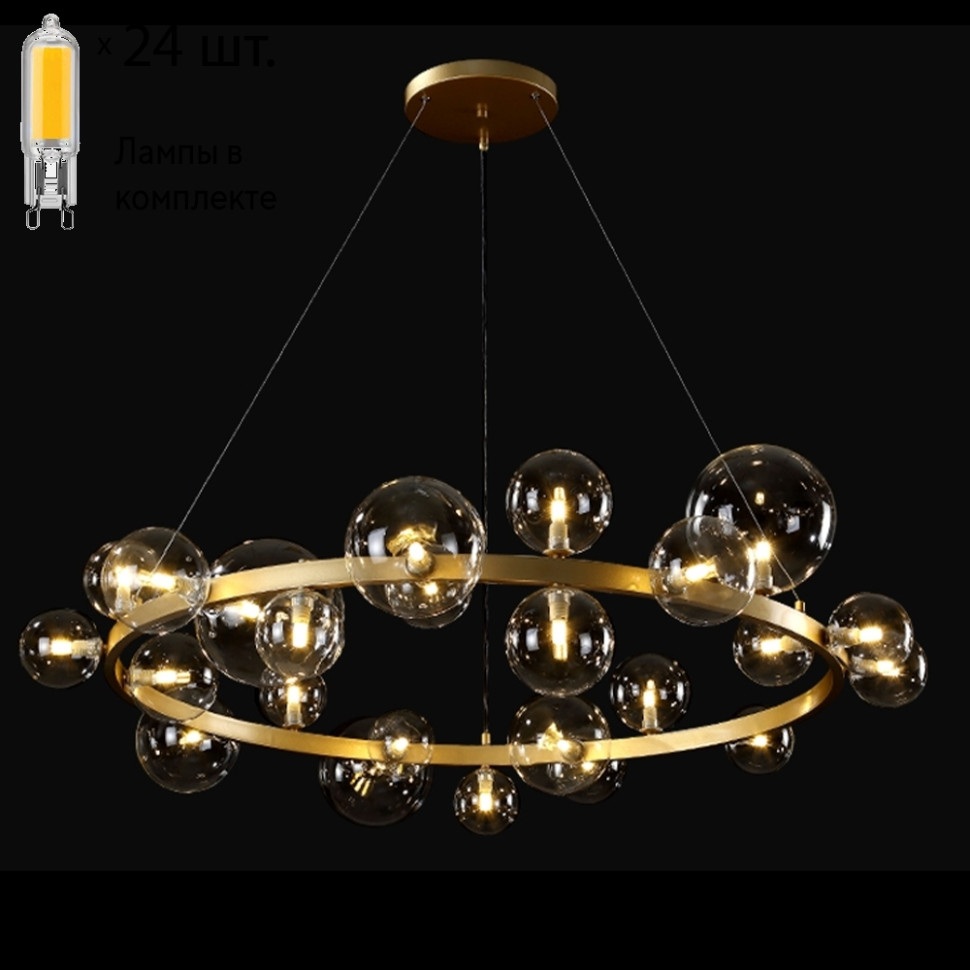 Подвесная люстра с лампочками CRYSTAL LUX AGATA SP24 V2 GOLD/TRANSPARENTE+Lamps, цвет золото AGATA SP24 V2 GOLD/TRANSPARENTE+Lamps - фото 1