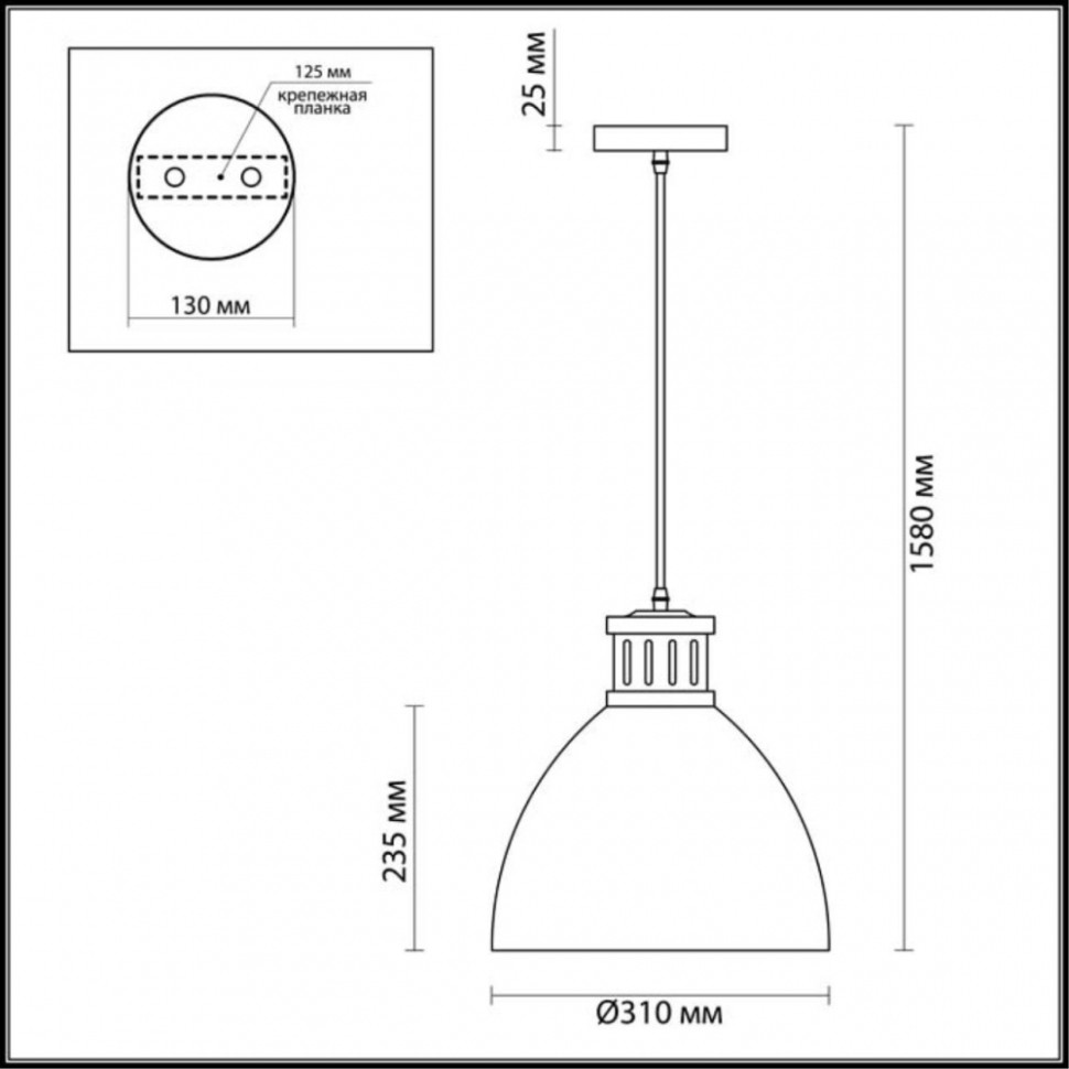 3322/1 Подвесной светильник Odeon Light Viola, цвет серый 3322/1 - фото 2