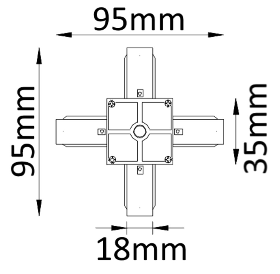 Соединитель X-образный для однофазного шинопровода CLT 0.211 Crystal Lux (CLT 0.211 04 BL), цвет черный - фото 2
