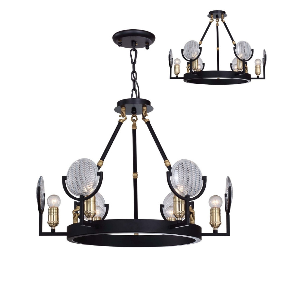 Люстра с лампочками, подвесная, комплект от Lustrof. №34002-617050, цвет черный и золотой - фото 1