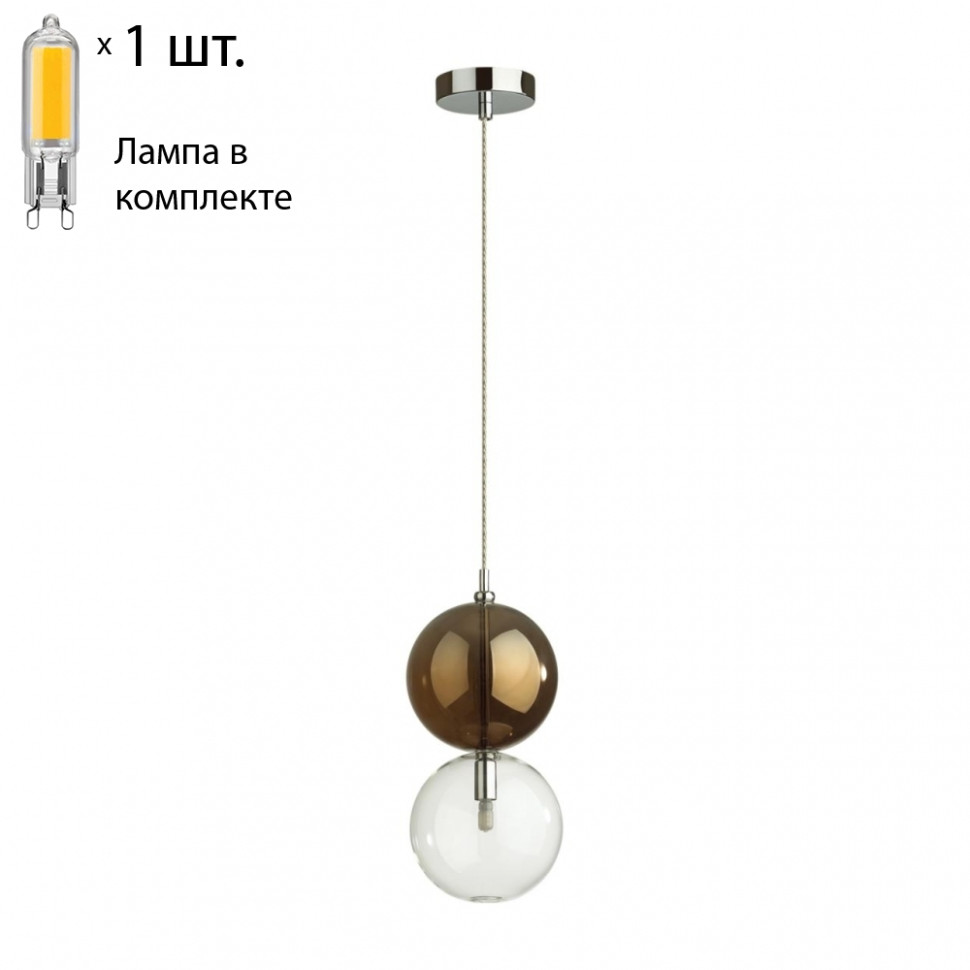 Подвесной светильник с лампочкой Odeon Light Twixy 4980/1B+Lamps G9, цвет хром 4980/1B+Lamps G9 - фото 1
