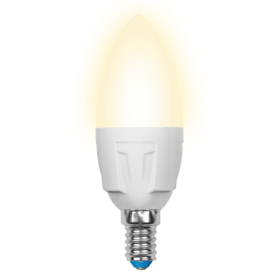 Лампа светодиодная диммируемая свеча E14 6W 3000K (теплый белый) Uniel Palazzo LED-C37-6W/WW/E14/FR/DIM PLP01WH картон (UL-00000690) LED-C37-6W/WW/E14/FR/DIM PLP01WH картон - фото 3
