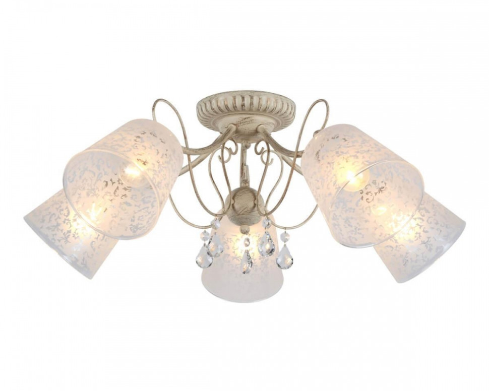 Люстра потолочная с лампочками Omnilux OML-53007-05+Lamps, цвет белое золото OML-53007-05+Lamps - фото 2