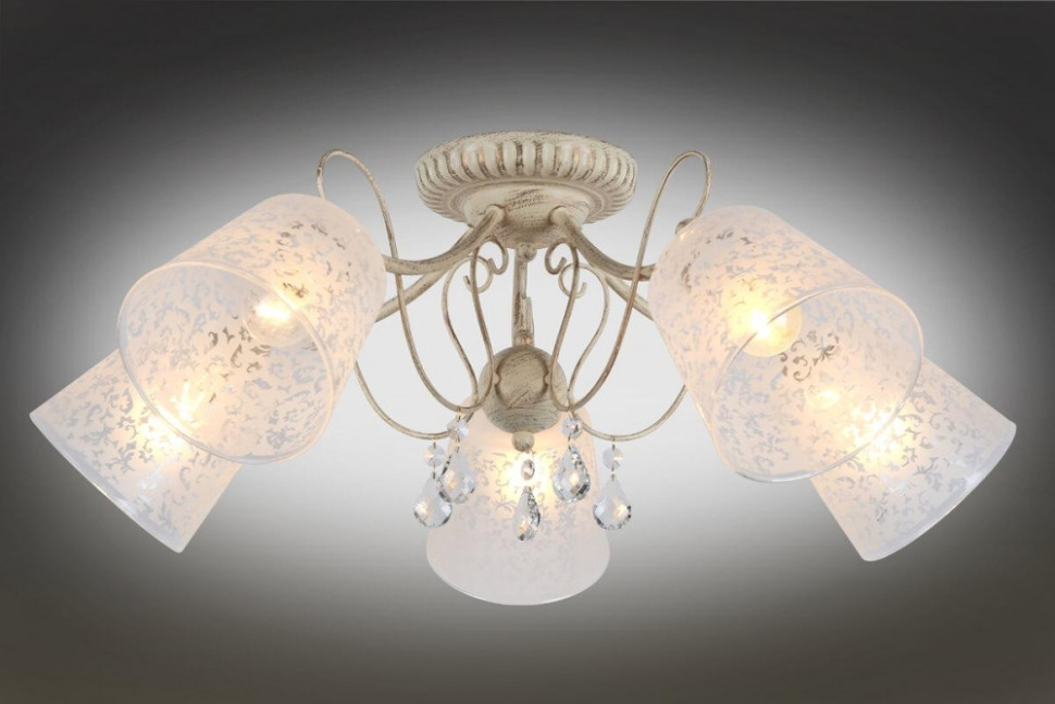 Люстра потолочная с лампочками Omnilux OML-53007-05+Lamps, цвет белое золото OML-53007-05+Lamps - фото 3