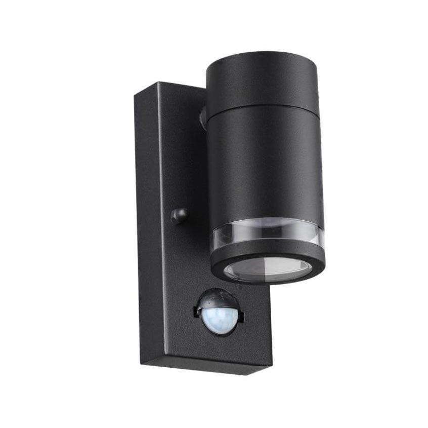 Уличный настенный светильник с датчиком движения Odeon Motto 6605/1W, цвет черный 6605/1W - фото 1