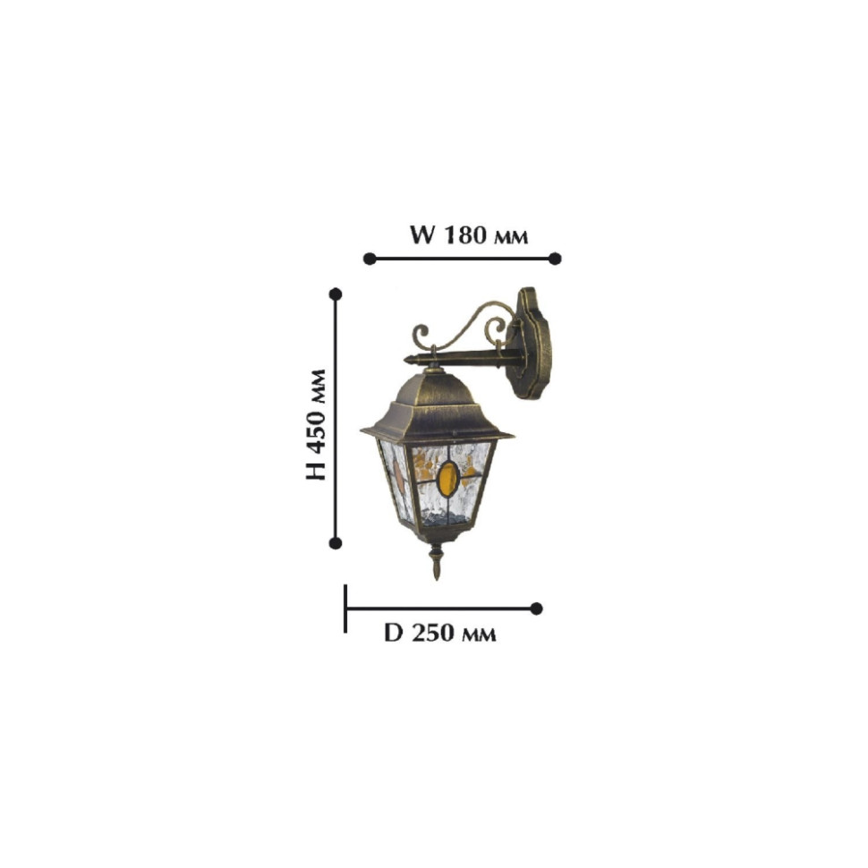 Уличный настенный светильник с лампочкой от Lustrof Загреб 1805-519209, цвет черный с золотой патиной 1805-1W-Lustrof - фото 3