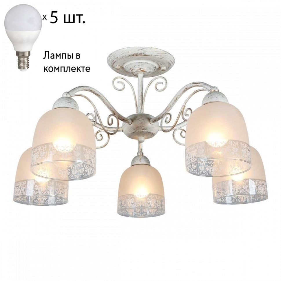 Люстра потолочная с лампочками Omnilux OML-54907-05+Lamps, цвет бронза OML-54907-05+Lamps - фото 1