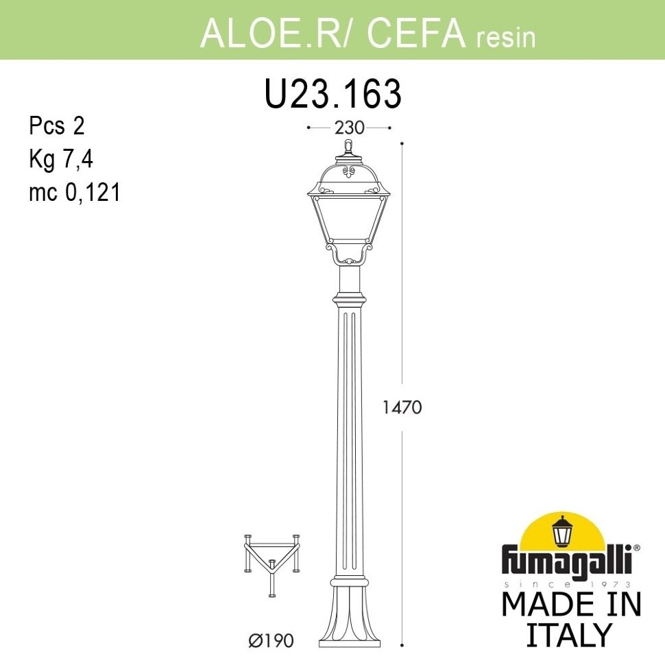 U23.163.000.WXF1R Фонарный столб Fumagalli ALOE.R/Cefa, цвет белый - фото 2
