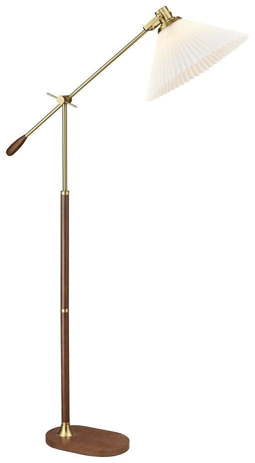 Торшер изогнутый в наборе с Led лампами. Комплект от Lustrof №657395-708810, цвет латунь - фото 1