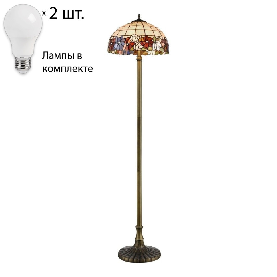 Торшер с лампочками Velante Тиффани 813-805-02+Lamps, цвет бронза