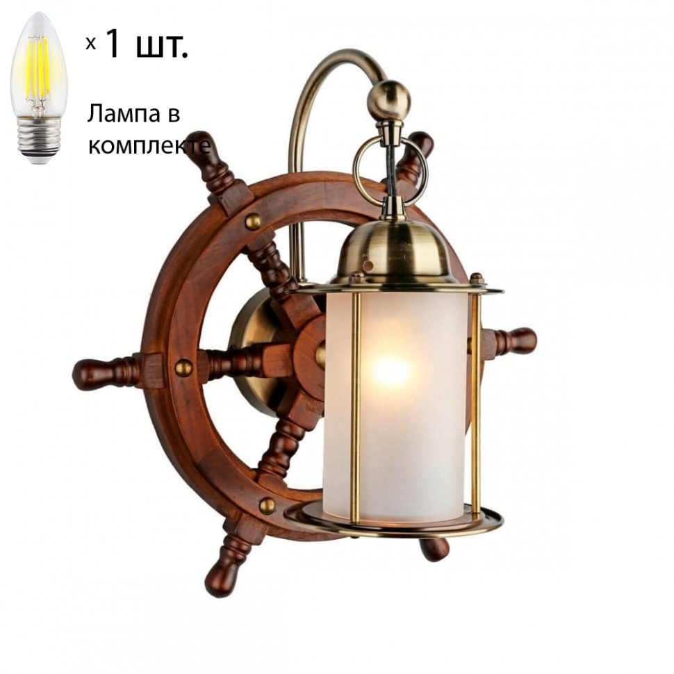 Бра с лампочкой Omnilux OML-50301-01+Lamps, цвет бронза+орех OML-50301-01+Lamps - фото 1