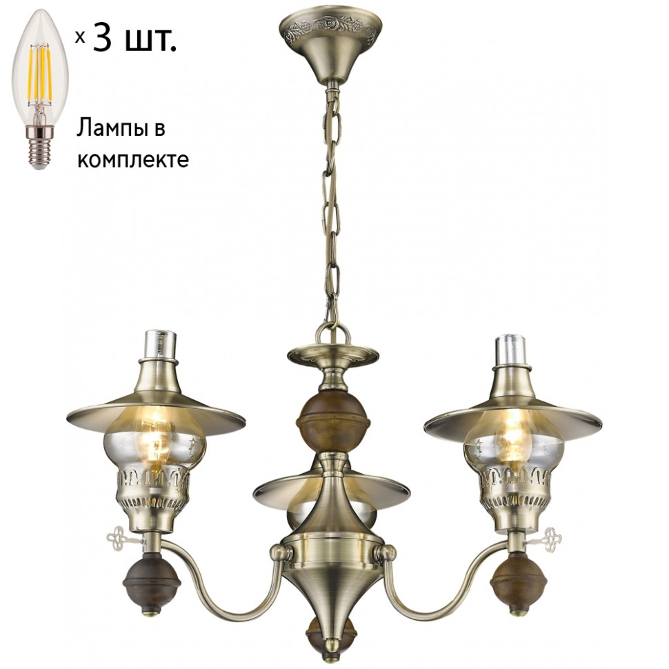 Подвесная люстра с лампочками Velante 305-503-03+Lamps, цвет бронза 305-503-03+Lamps - фото 1