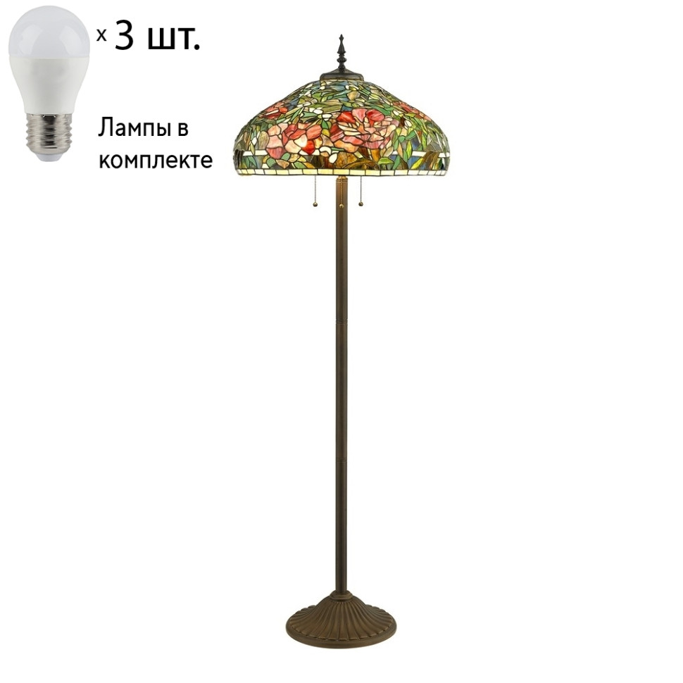 Торшер с лампочками Velante 868-805-03+Lamps E27 P45, цвет стекло 868-805-03+Lamps E27 P45 - фото 1
