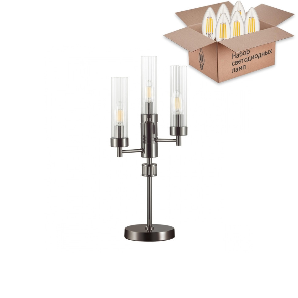 Настольная лампа с лампочками Lumion Kamilla 5275/3T+Lamps E14 Свеча, цвет черный хром 5275/3T+Lamps E14 Свеча - фото 2