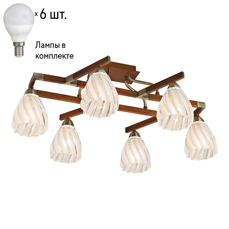 Потолочная люстра с лампочками Velante 284-507-06+Lamps, цвет бронза 284-507-06+Lamps - фото 1
