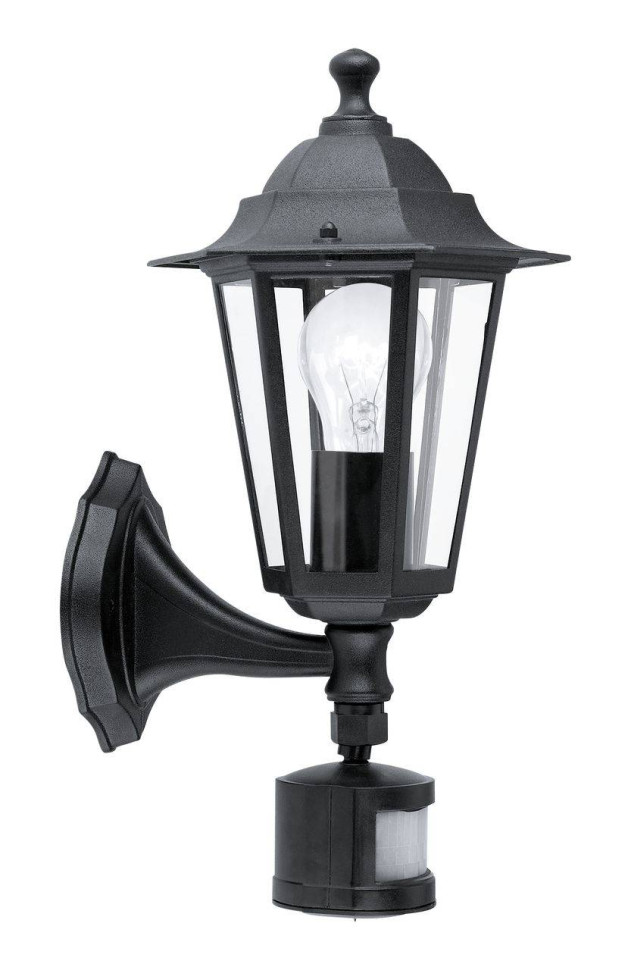 Уличный светильник с датчиком движения LATERNA 4 22469 Eglo, цвет черный - фото 1