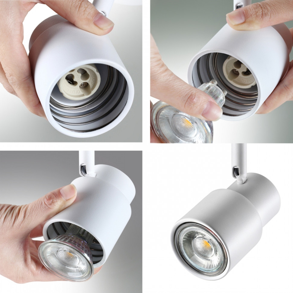 Однофазный светильник для шинопровода с лампочкой Novotech 370933+Lamps, цвет белый 370933+Lamps - фото 3