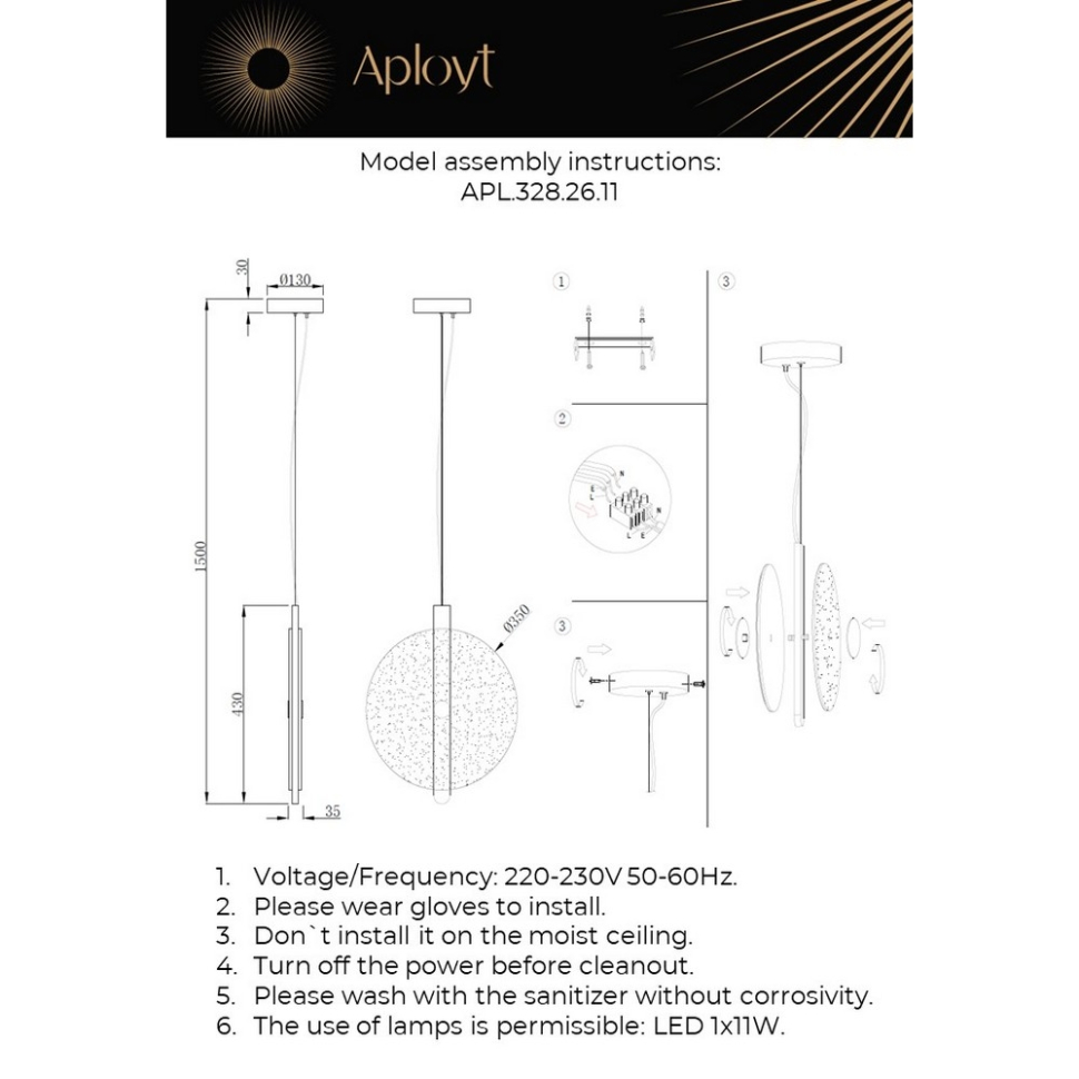 Светильник подвесной Aployt Lorentayn APL.328.26.11, цвет черный - фото 2