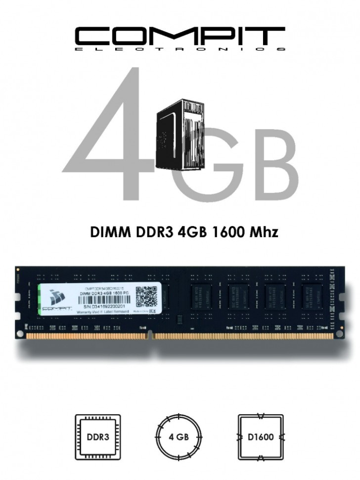 Модуль памяти Compit DDR3 DIMM 4 Гб 1600MHz (CMPTDDR34GBD160015) - фото 4