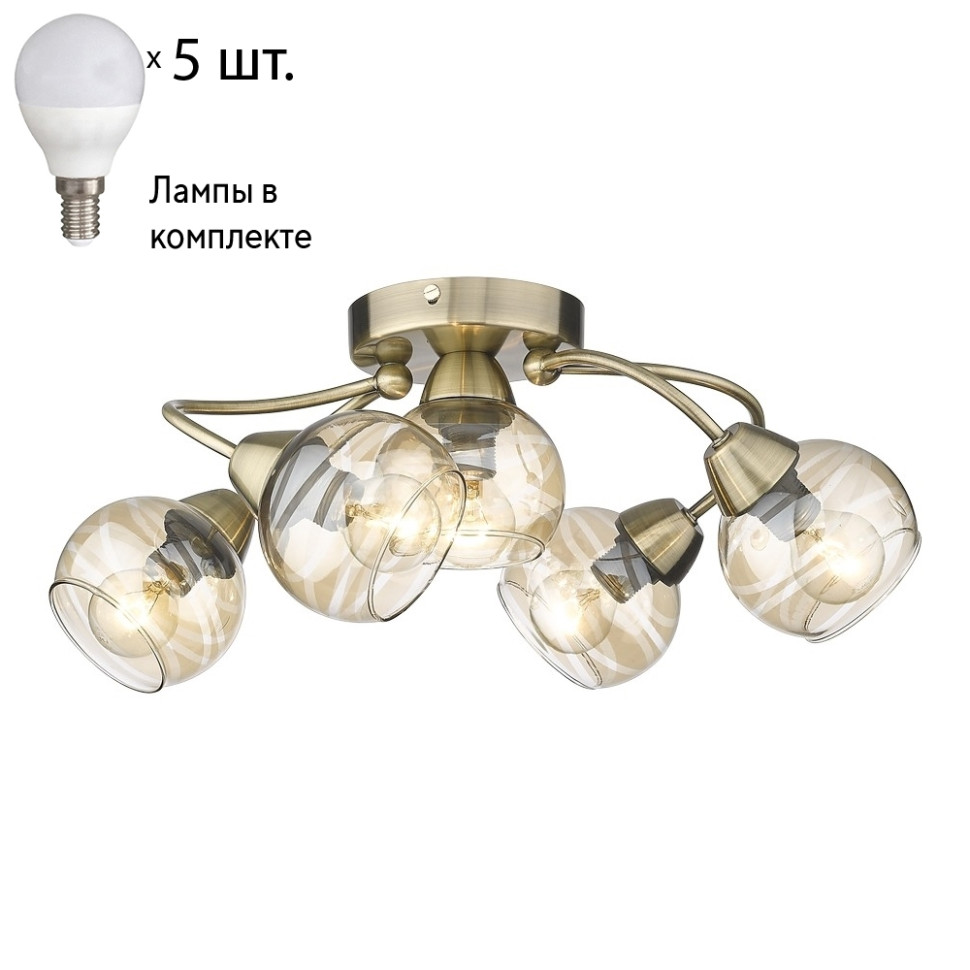 Потолочная люстра с лампочками Velante 216-507-05+Lamps, цвет бронза 216-507-05+Lamps - фото 1
