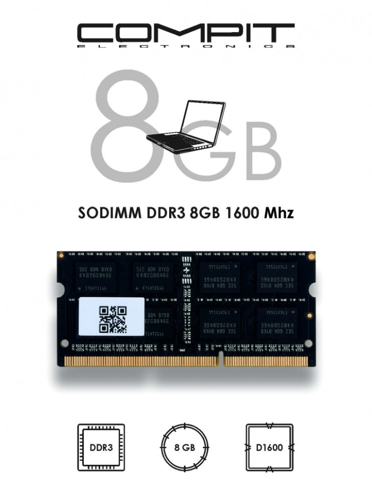 Модуль памяти Compit  DDR3 8GB SO-DIMM 1600MHz (CMPTDDR38GBSD160015) - фото 3