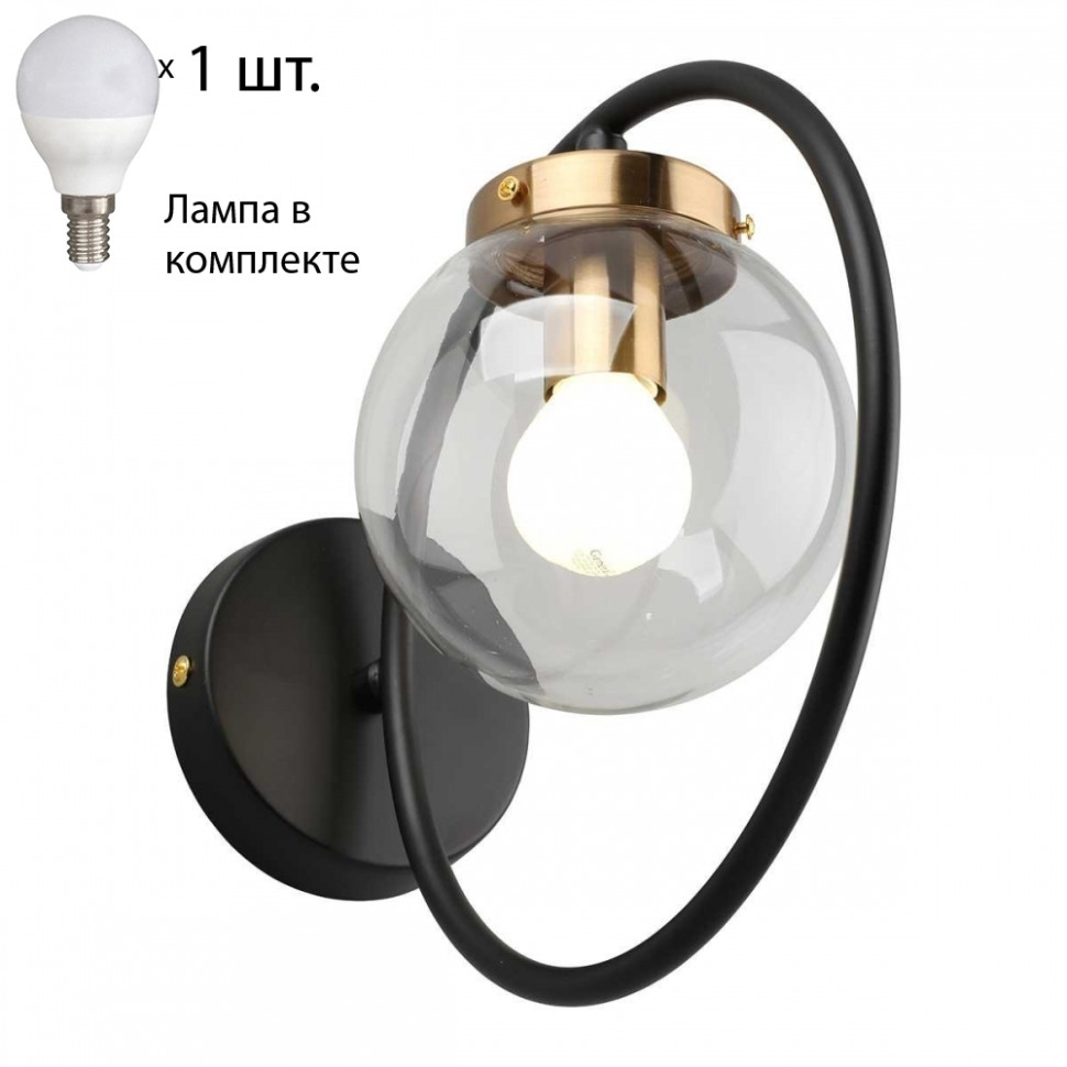 Бра с лампочкой Omnilux OML-94501-01+Lamps, цвет черный+бронзовый OML-94501-01+Lamps - фото 1