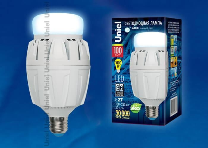 Светодиодная лампа E27 100W 6500K (холодный) Venturo Uniel LED-M88-100W-DW-E27-FR ALV01WH (9508) LED-M88-100W/DW/E27/FR ALV01WH картон - фото 2