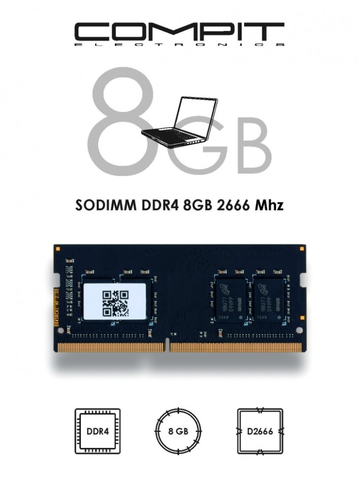Модуль памяти Compit DDR4 8GB SODIMM 2666MHz (CMPTDDR48GBSD2666) - фото 3