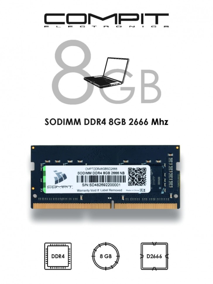 Модуль памяти Compit DDR4 8GB SODIMM 2666MHz (CMPTDDR48GBSD2666) - фото 4