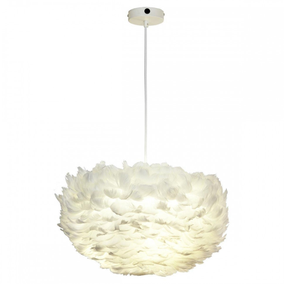 Подвесной светильник с перьями Lussole Loft Cuscino GRLSP-8360 тесьма с перьями страуса 8 10 см 5 ± 0 5 м белый